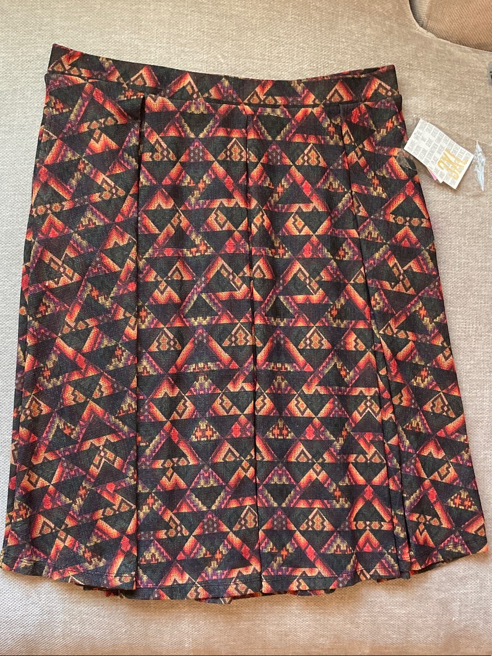 Large Pleat Skirt in Geometric Print w/ Pretty Fall Colors
